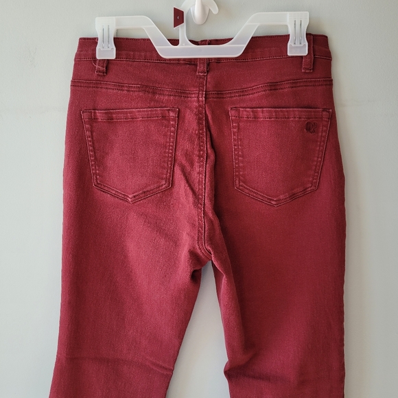 DG2 Burgundy Red Stretchy Mid Rise Super Flare Bell Bottom Jeans Size 6 - Picture 6 of 16